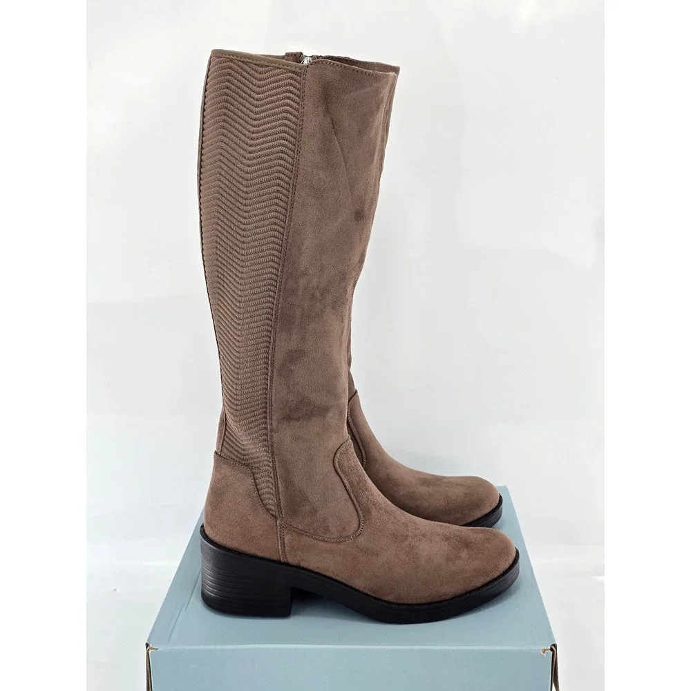Bzees LifeStride Optimum Boots Womens 7.5 Mocha Brown Tall Suede - New